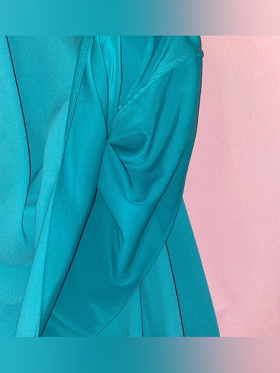 BCBGMAXAZRIA Alana One-shoulder Dress Midi XS Extra Small Sea Teal Blue Green - Picture 8 of 8